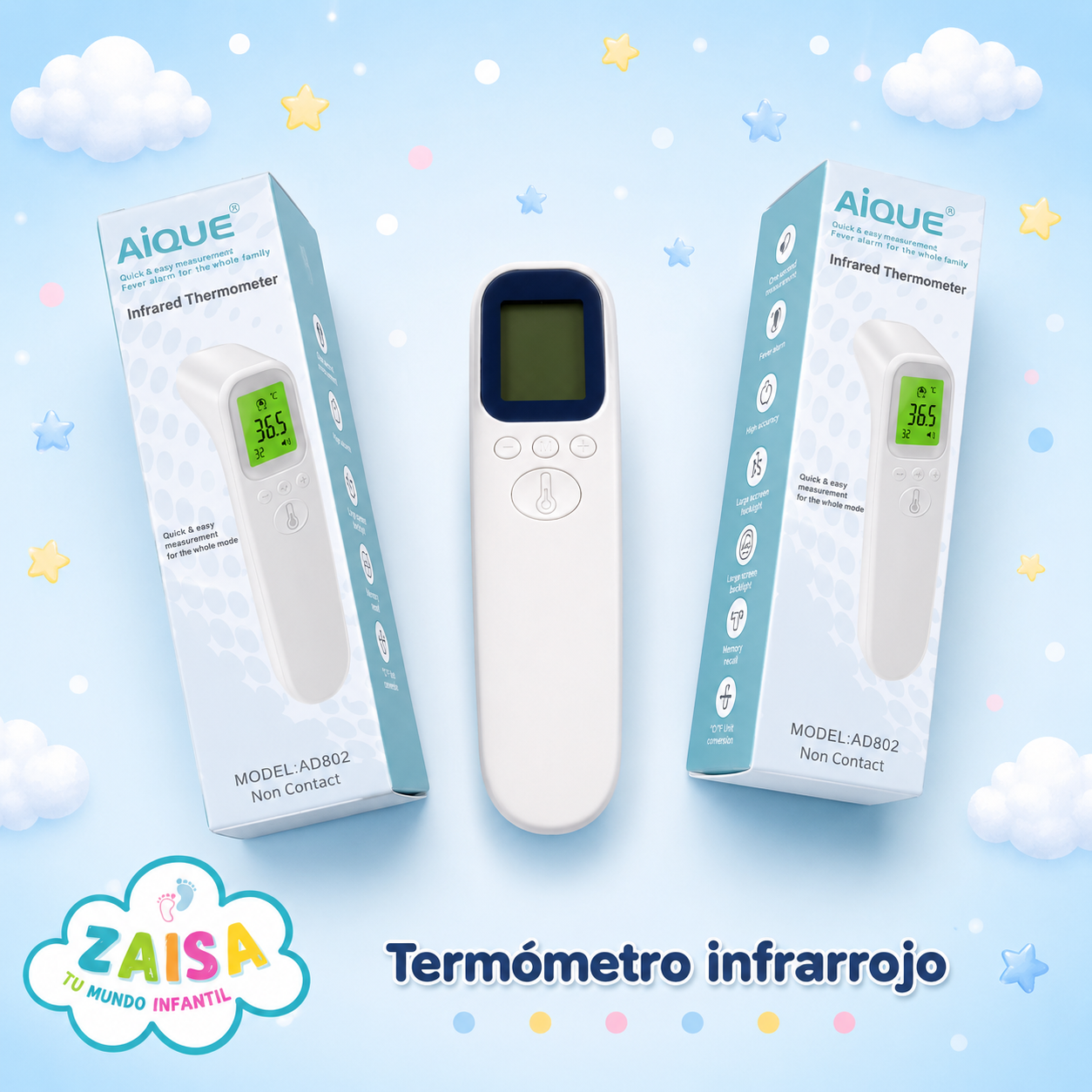 Termómetro Infrarrojo AIQUE AD802 Sin Contacto