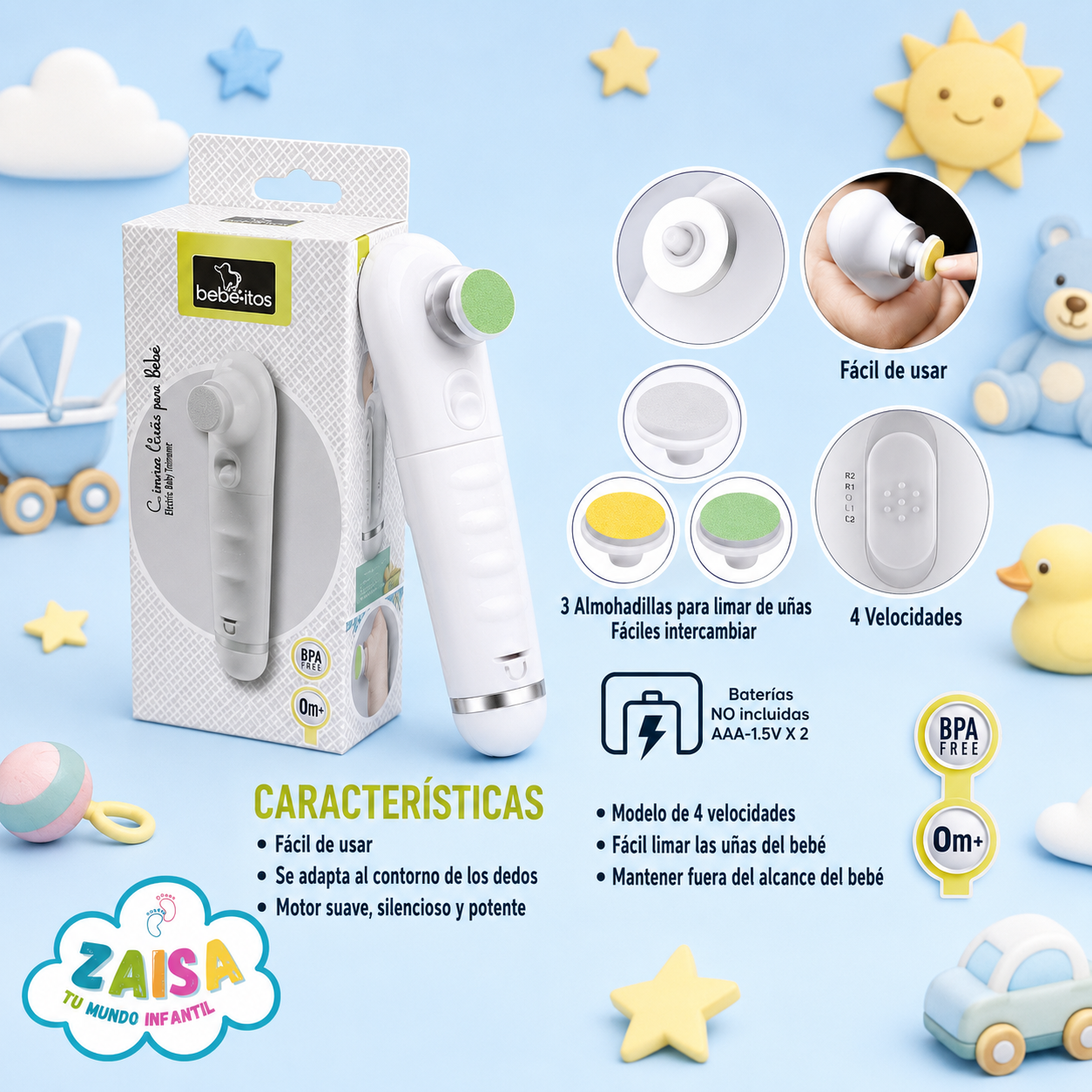 Lima Eléctrica para Uñas de Bebé